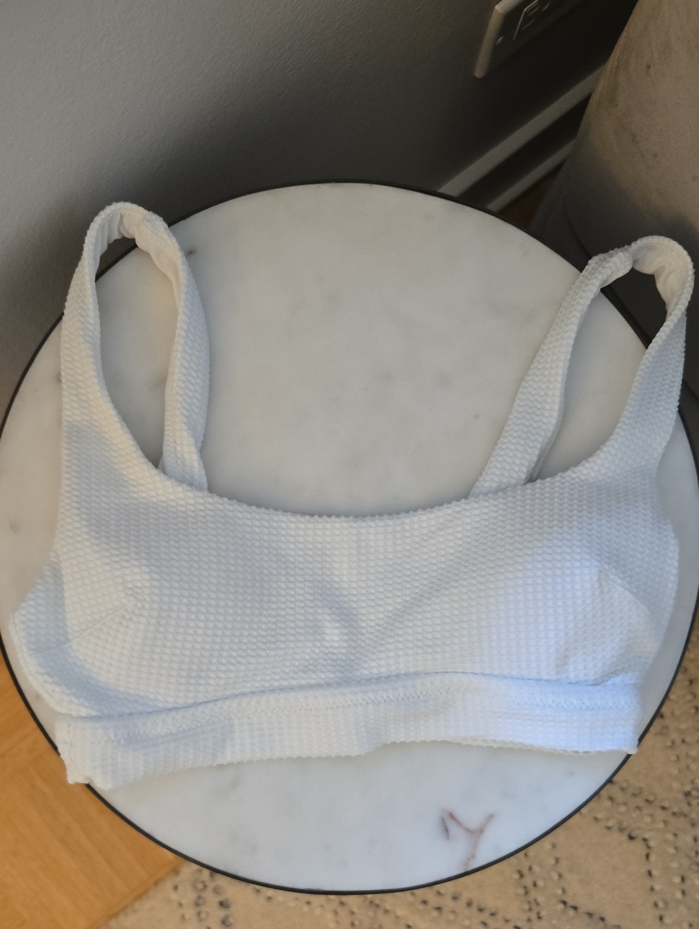 aerie White Textured Swimsuit Top